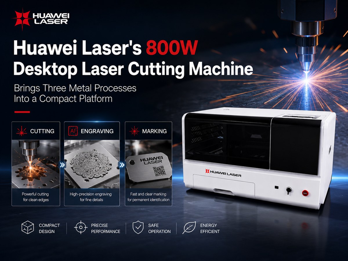 Настольный лазерный станок Huawei Laser мощностью 800 Вт объединяет три технологии обработки металла на одной компактной платформе